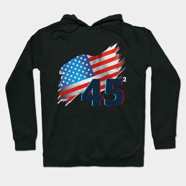 Trump 45 Squared 2020 Second Term USA Election Hoodie by CormackVisuals